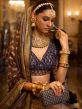 Grey Traditional Silk Lehenga Set For Bride