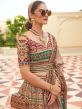 Brown Wedding Wear Silk Lehenga With Traditional Prints
