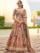 Brown Wedding Wear Silk Lehenga With Traditional Prints