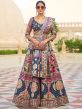 Blue Silk Lenga With Embroidered Choli