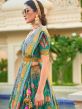 Blue Embroidered Bridal Lahanga In Silk