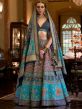 Blue Mirror Embroidered Bridal Lehenga In Silk