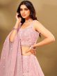 Pink Sequined Bridesmaid Lehenga In Net