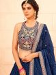 Blue Bandhej Lehenga With Embroidered Choli