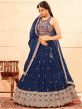 Blue Bandhej Lehenga With Embroidered Choli
