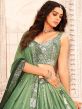 Green Shaded Sequined Lehenga Choli Set