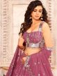 Pink Sequined Bridesmaid Lengha In Georgette