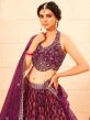 Purple Printed Bridesmaid Lengha Choli In Georgette