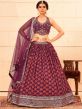 Purple Printed Bridesmaid Lengha Choli In Georgette