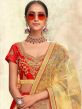 Red Lehanga Set With Golden Zari Embroidery 
