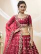 Pink Embroidered Bridesmaid Lengha Choli Set