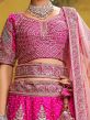 Pink Bridal Silk Lehenga Set With Heavy Embroidery