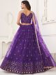 Purple Net Lehenga Choli With Sequins Embroidery