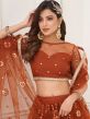 Orange Bridesmaid Lehenga With Mirror Work