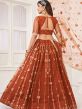 Orange Bridesmaid Lehenga With Mirror Work