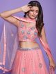 Peach Bridesmaid Lehenga Choli With Mirror Work