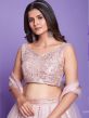 Pink Bridesmaid Net Lengha With Mirror Embroidery