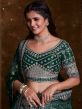 Green Stone Work Designer Lengha In Art Silk