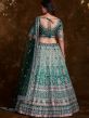 Green Stone Work Designer Lengha In Art Silk