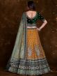 Yellow Wedding Wear Lehenga With Velvet Blouse