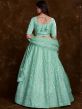 Green Embroidered Lehenga Choli In Organza