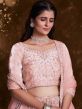 Peach Stone Work Engagement Lengha In Organza