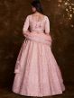 Peach Stone Work Engagement Lengha In Organza