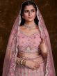 Pink Stone Work Embellished Net Lehenga Set