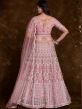Pink Stone Work Embellished Net Lehenga Set
