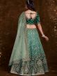Green Stone Work Engagement Lehenga Choli Set