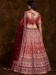 Red Stone Embellished Bridal Lehenga In Art Silk