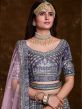 Purple Embroidered Wedding Wear Lehenga Choli
