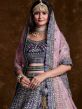 Purple Embroidered Wedding Wear Lehenga Choli