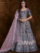 Purple Embroidered Wedding Wear Lehenga Choli