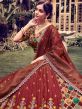 Brown Silk Lengha With Sequins Embroidery