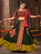 Green Mirror Embroidered Chaniya Choli In Rayon