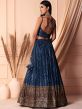 Blue Bridesmaid Net Lehenga In Sequins Work