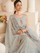 Grey A Line Lehenga Choli With Embroidery In Net