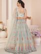 Grey A Line Lehenga Choli With Embroidery In Net