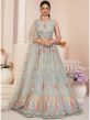 Grey A Line Lehenga Choli With Embroidery In Net
