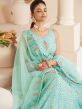 Blue Net Lehenga With Embroidered Blouse In A line Style