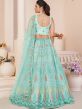 Blue Net Lehenga With Embroidered Blouse In A line Style