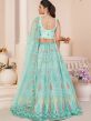 Blue Net Lehenga With Embroidered Blouse In A line Style