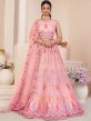 Pink Sequined Net Lehenga Set In A line Style