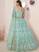 Blue Lehenga Choli With A Line Styled In Net