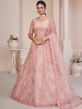 Pink Embroidered Net Lehenga Choli With Dupatta