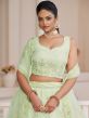 Green Net A Line Lehenga Choli With Embroidery