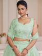 Turquoise Lehenga Choli With A Line Styled In Net