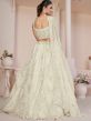 White Stone Work Embellished A Line Lehenga In Net