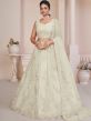 White Stone Work Embellished A Line Lehenga In Net